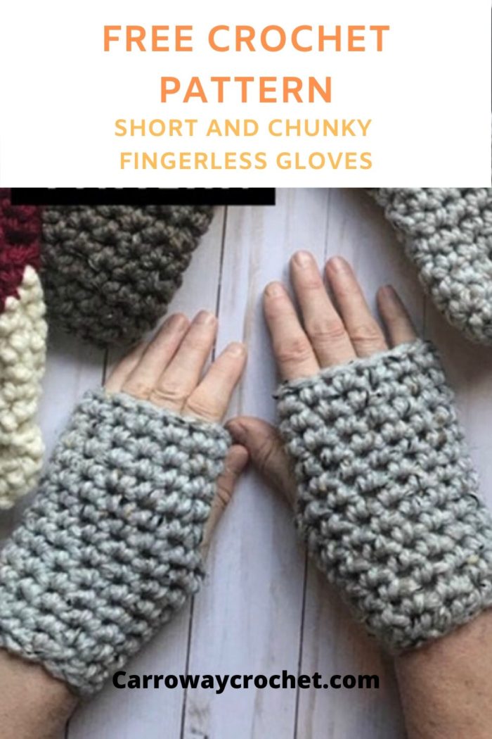 The Short and Chunky Fingerless: Gloves: Free Crochet Pattern