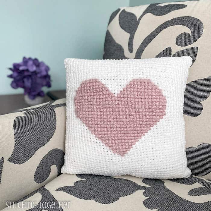 white heart pillow pattern