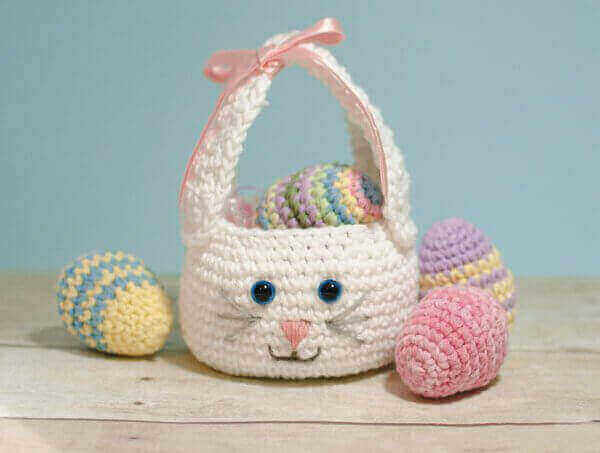 Easter crochet patterns, bunny basket