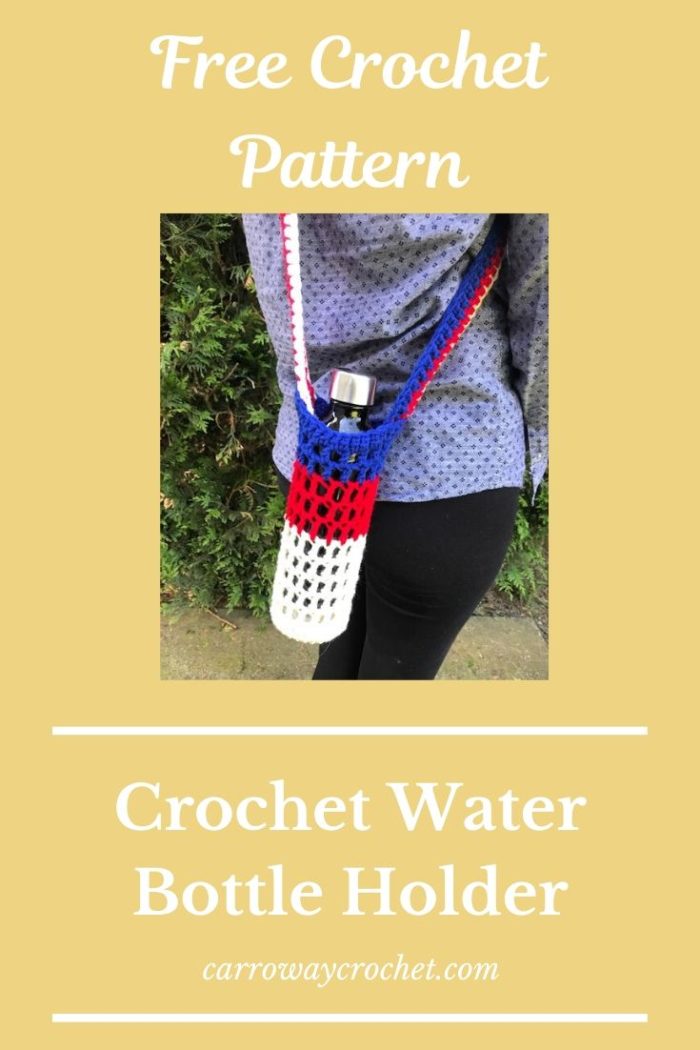  Crochet Chain Water Bottle Holder Purse with Cross