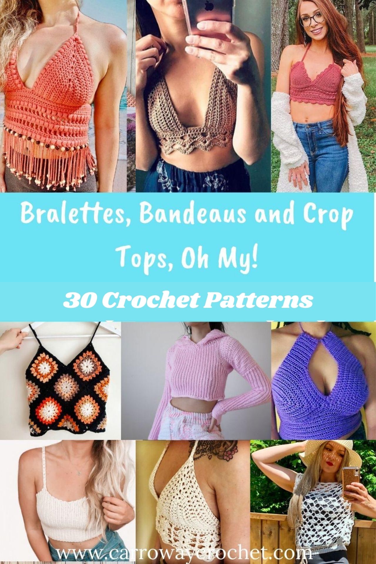 Psychedelic Mushroom Crochet Crop Top Strappy Bralette With Chains