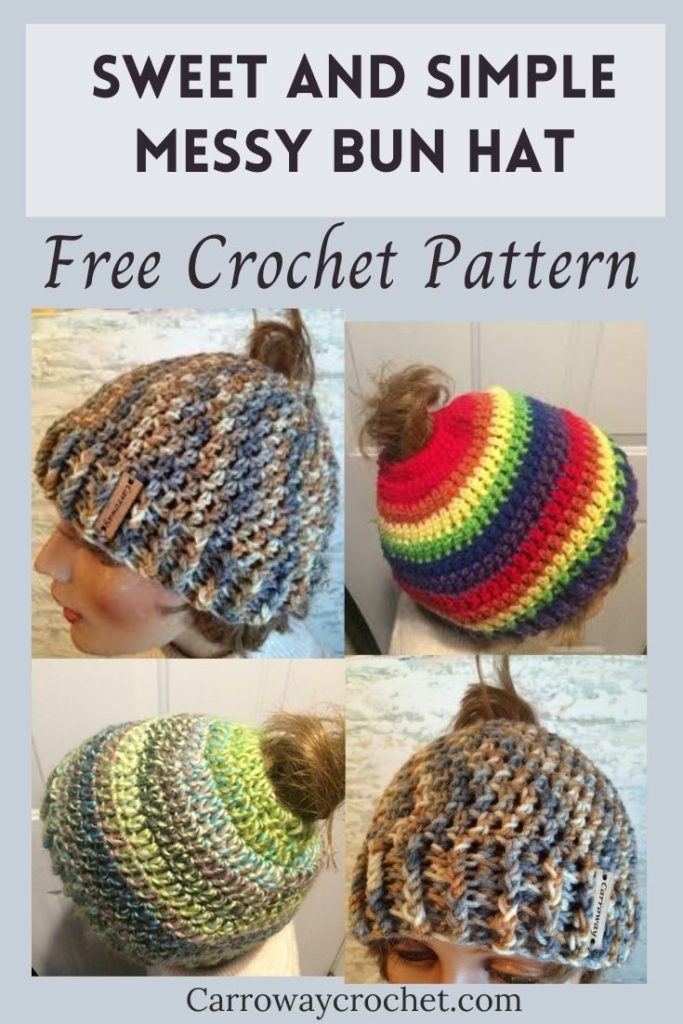 Sweet and Simple Messy Bun Hat Free Pattern - Carroway Crochet