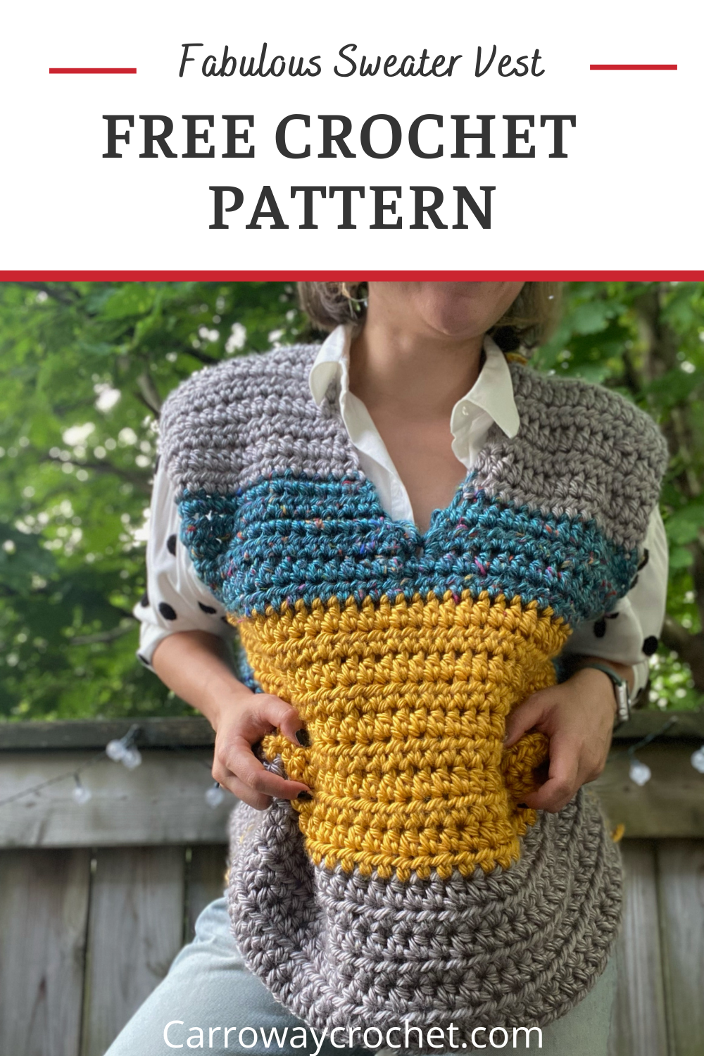 Chunky Sweater Vest Free Crochet Pattern   Carroway Crochet