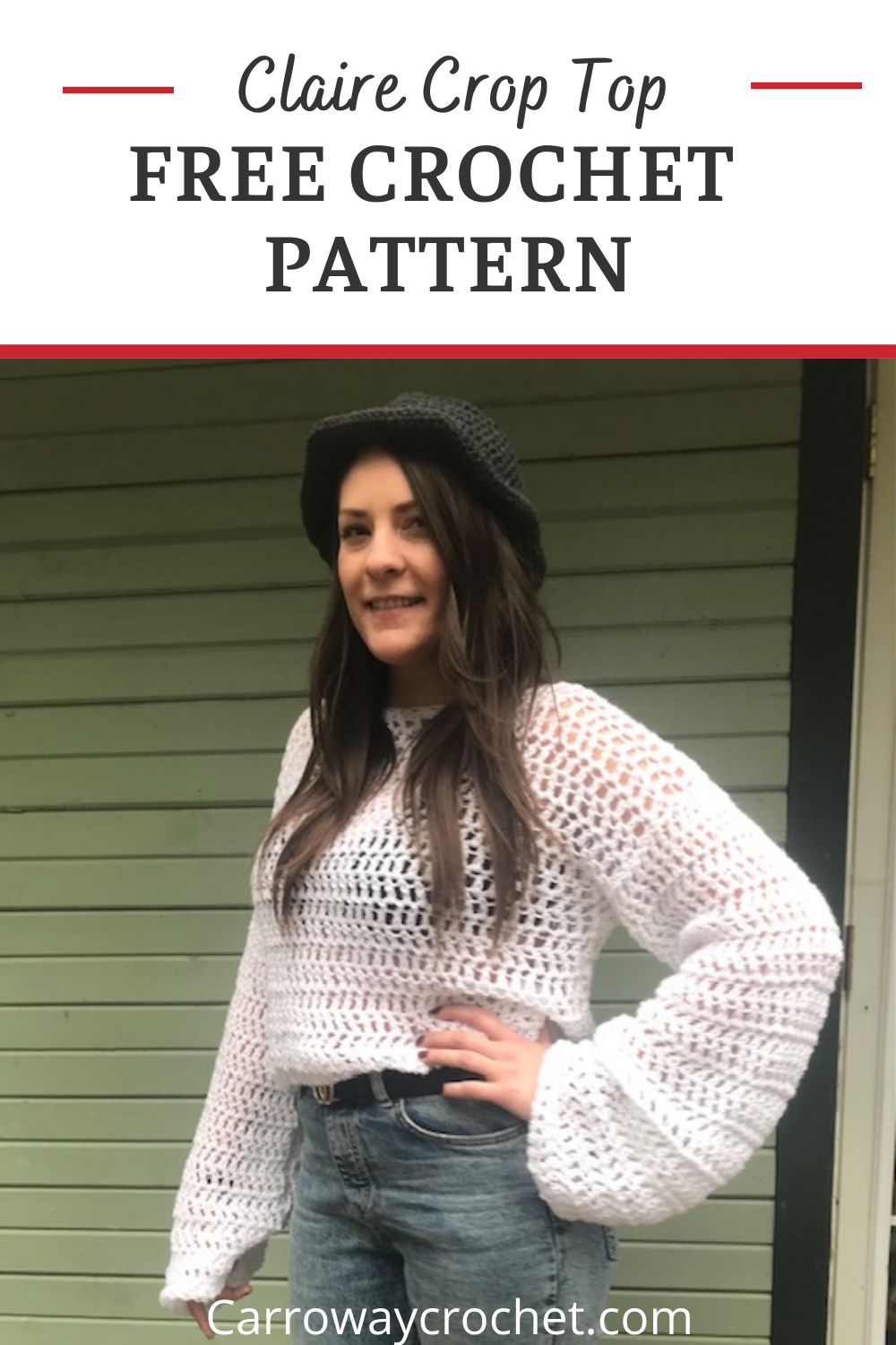 Crochet Lace Long Sleeve Crop Top PATTERN // PDF Crochet Pattern