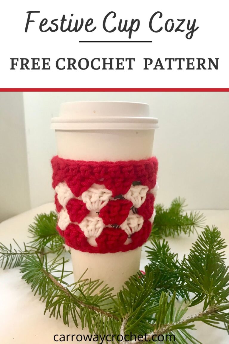 Festive Coffee Cup Cozy Crochet Pattern - Carroway Crochet