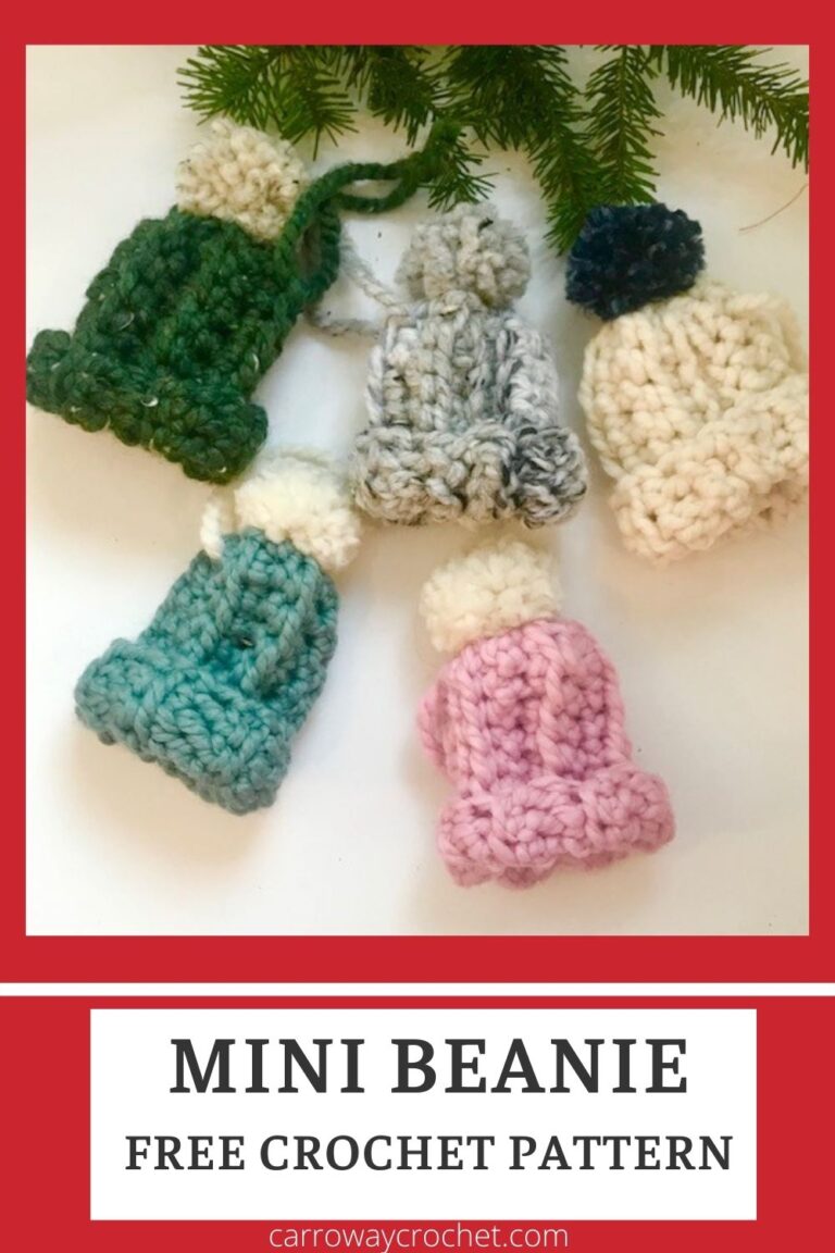 Rustic Mini Beanie Ornament Free Crochet Pattern Carroway Crochet