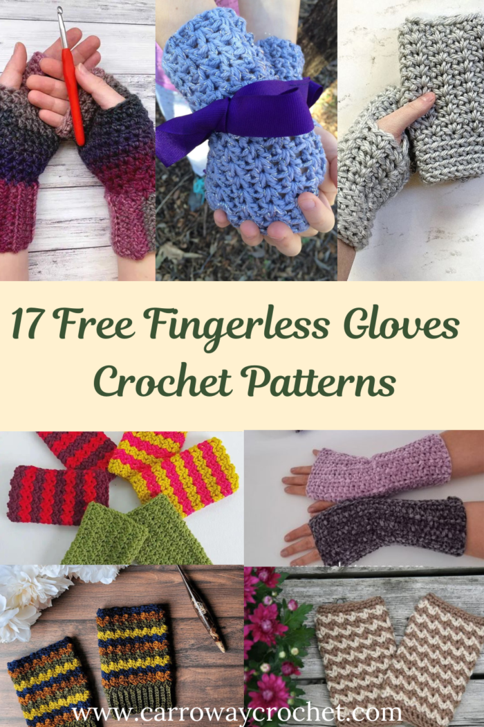 17 Free Crochet Fingerless Gloves Patterns Roundup - Carroway Crochet