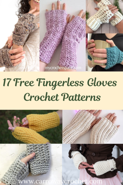 17 Free Crochet Fingerless Gloves Patterns Roundup - Carroway Crochet