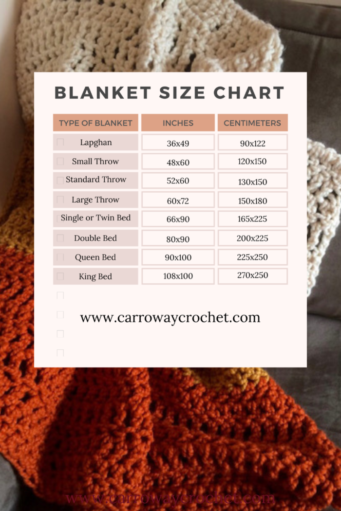 Crochet Blanket Sizes Chart - Carroway Crochet